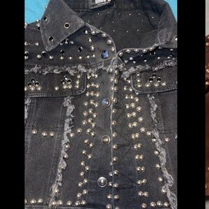 Black blinged out denim jacket